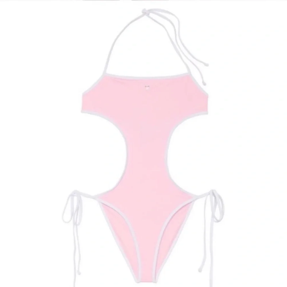 New! Frankie’s bikinis Amalia one piece monokini pink heart 24672